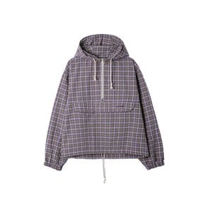 Check hoodie anorak jacket_purple