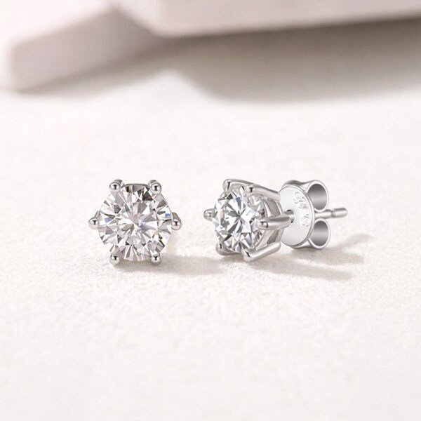 모이사나이트 귀걸이 랩다이아 6프롱 BME019