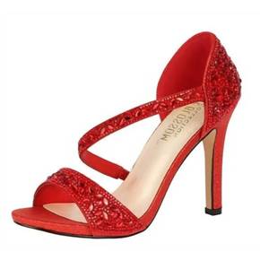 4232678 Blossom Footwear Sparkle Criss Cross High Heel In Red