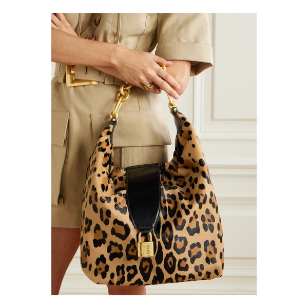 싱크 가죽 트리밍 레오파드 프린트 카프 헤어 숄더 백 46376663162839930