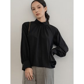 HALFNECK SHIRRING  MORDERN BLOUSE BK