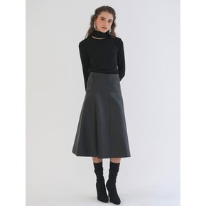 A LINE LEATHER SKIRT / BLACK