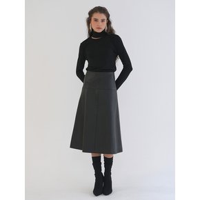 A LINE LEATHER SKIRT / BLACK