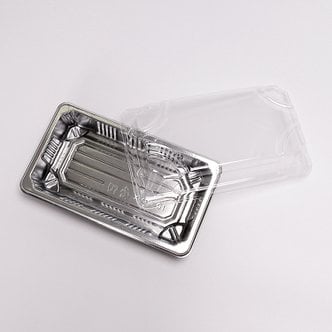  [BP] 사각 PS 초밥 접시 XYW-01(실버) / 뚜껑포함 1박스 600세트