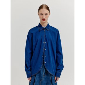 XAYA Oversized Denim Shirt - Denim Blue