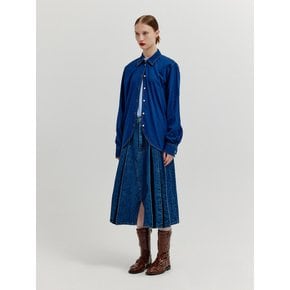 XAYA Oversized Denim Shirt - Denim Blue