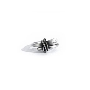 SEWN SWEN SILVER CROSS A NEEDLE AND THREAD RING