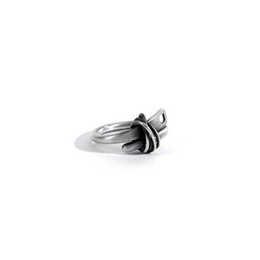 SEWN SWEN SILVER CROSS A NEEDLE AND THREAD RING