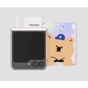  갤럭시 Z플립 5 4 3 지플립 휴대폰 케이스 정픔 TRY 쿼카 모자 클리어 카드 하드케이스