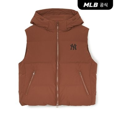 MLB [코리아공식] 베이직 후드 패딩조끼 NY (L.Brown)