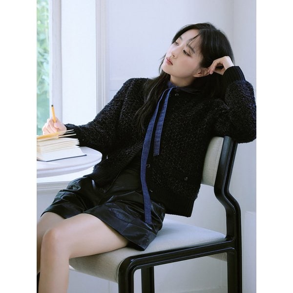 헤지데님 밴드넥 타이 블라우스  네이비 (BF5764C53R)