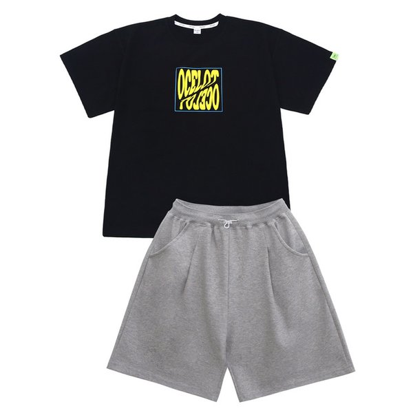 [SET/자체제작] 스퀘어로고 반팔 + 원턱팬츠 (3color)