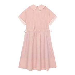 오픈 카라 반팔 레터링 허리 밴딩 롱 원피스 U3F21WOP020