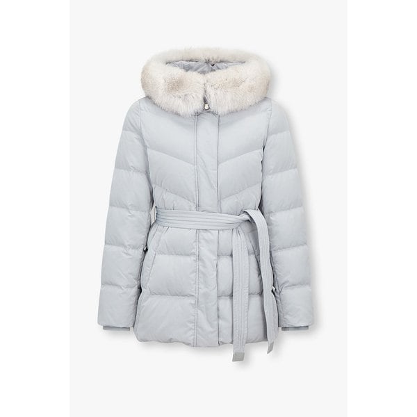 폭스 퍼 슬림 벨티드 다운 점퍼 7155417003141