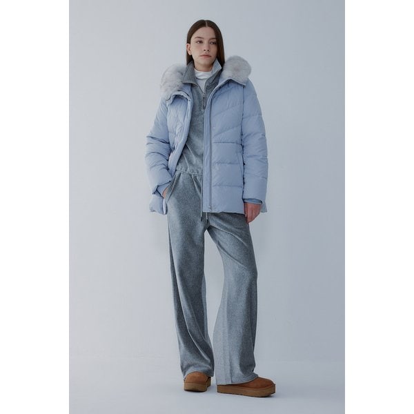 폭스 퍼 슬림 벨티드 다운 점퍼 7155417003141