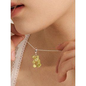 [In507]Green Bear Silver Necklace