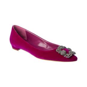 5041564 Manolo Blahnik Hangisi Velvet Flat