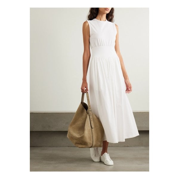 플리츠  코튼 저지 미디 드레스 화이트 1647597357660137