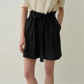 [블랭크03] linen tuck short pants (black)