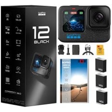 GoPro HERO12 브이로그, 여행, 스포츠, 수중 사진용 블랙 액션 카메라 + SD