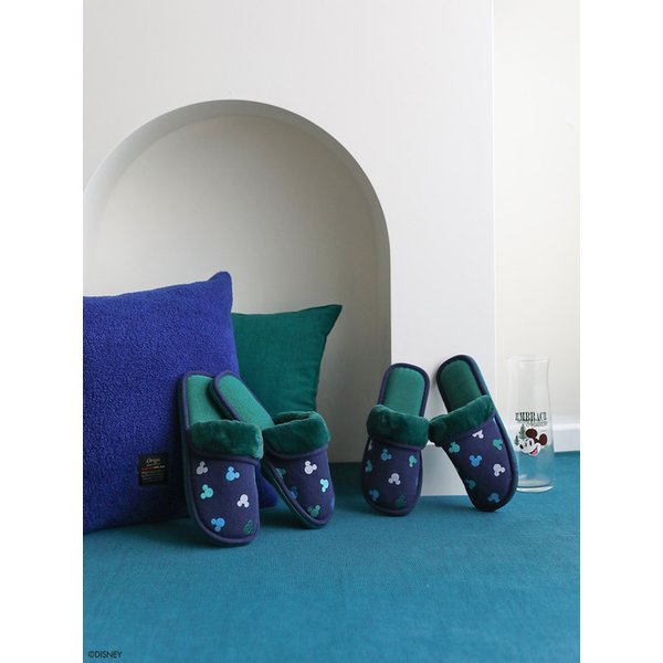 디즈니 벨보아 미키 자수 실내화 나이트블루 (S/L)