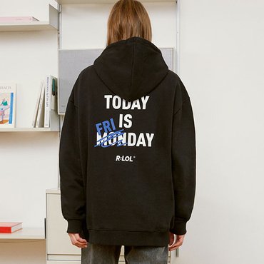 로라로라 [RLOL](HD-20722) RLOL TODAY IS FRIDAY HOOD T-SHIRT BLACK