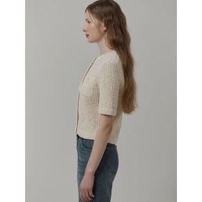 Boucle half sleeve cardigan (Ivory, Olive, Black)