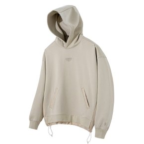 Side Woven Mix Hoodie  Beige  _P348909411