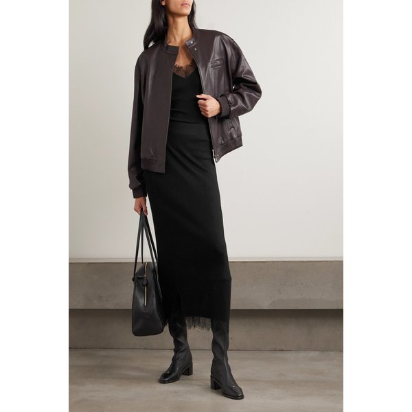 아치4 페넬로피 레이스 트림 리브  캐시미어 미디 스커트 46376663163001634