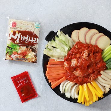 춘천닭갈비 국내산 닭으로 만든 순살 춘천닭갈비 1kgx2팩 소스 1봉우동사리