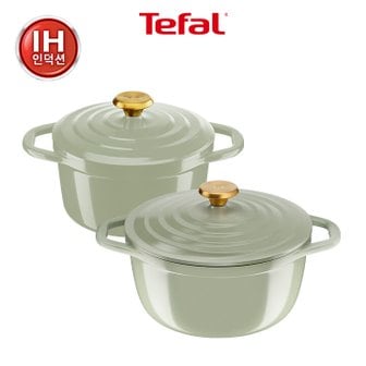 테팔 인덕션 세라믹 에어 주물 페어그린 2종(양수20+양수24)