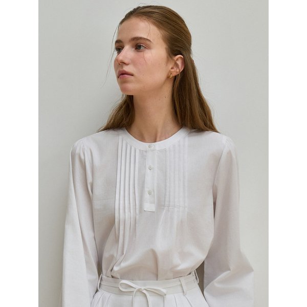 로넌 핀턱 블라우스 화이트 J1932