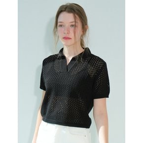 Summer Punching Collar Knit (Black)