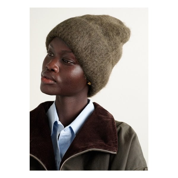 브러시드 알파카 혼방 비니 밀리터리 그린 46376663162927142