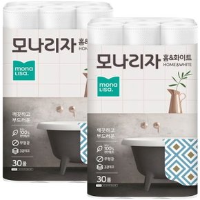 홈앤화이트 화장지 30롤 2팩 60롤