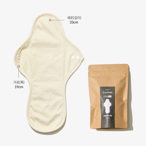 싸이클린 생리 흡수 방수 면생리대 대형 33cm 사이즈 및 제품 패키지 구성 안내