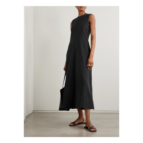 리오셀 리넨 혼방 미디 드레스 블랙 46376663162852667