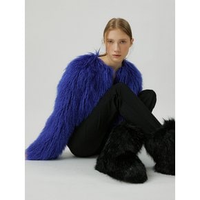 [리퍼브] GLORY SHORT crop fur jacket [royal blue]