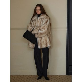 하우스오브폰드 Classic fur half coat (Mix beige)