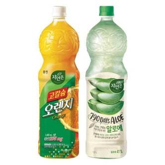  웅진 고칼슘오렌지 1.5L x 2개 + 자연은알로에 1.5L x 2개 (총4개)