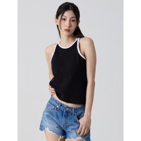 클래식 립 배색 나시탑 블랙_Classic Lip Coloring Sleeveless Top Black