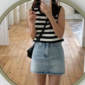 루체른 코튼 데님 미니스커트  2color _P368513024