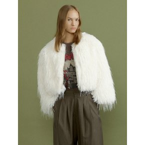 JX zip-up crop fur jacket [ivory]