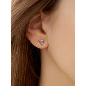 [Silver925]Rainbow clear Heart Earring_EC1726