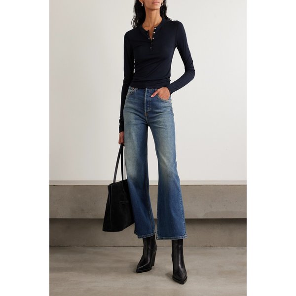 크롭 하이웨이스트 와이드 진 다크 데님 46376663162977528