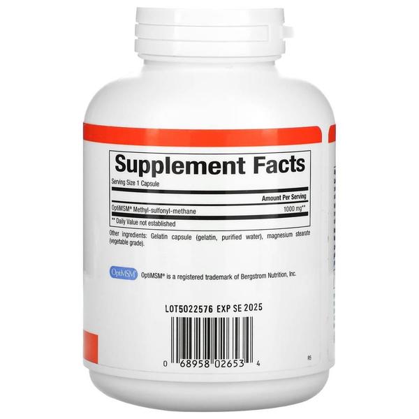 미국직구 Natural Factors 내추럴팩터스 MSM 식이유황 1000mg 180캡슐
