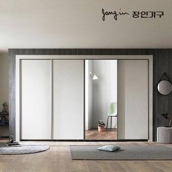 장인가구 단테 슬림 미러 슬라이딩 붙박이장 300cm