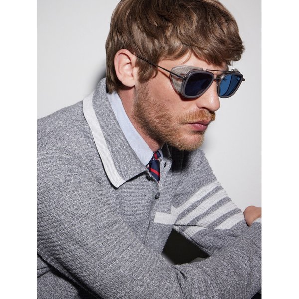 렉탱귤러 골드톤 티타늄 선글라스 46376663163121219