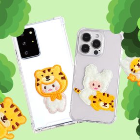 [갤럭시A]Linkvu 베이비타이거 페브릭패치 투명 젤하드케이스 A15 A25 A14 A24 A34 A54 A42 A52
