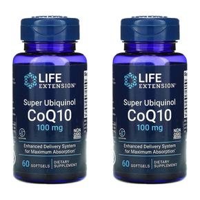 [해외직구] Life Extension 라이프익스텐션 슈퍼 유비퀴놀 코큐텐 100mg 60소프트젤 2팩 Super Ubiquinol CoQ10, 100 mg, 60 Softgels